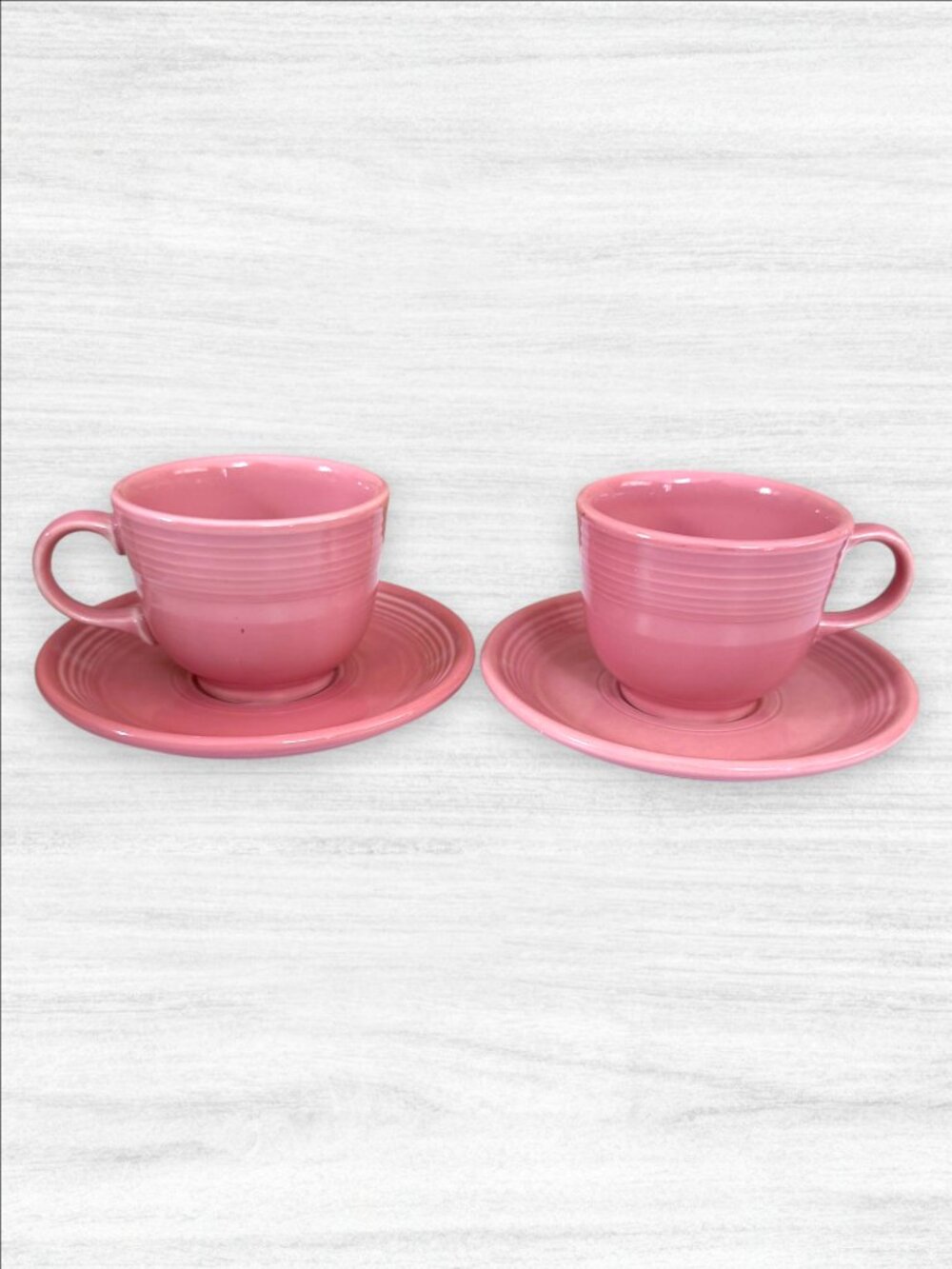 Fiesta Ware Rose Pink Cups & Saucers Set of 4 Retired Fiestaware
